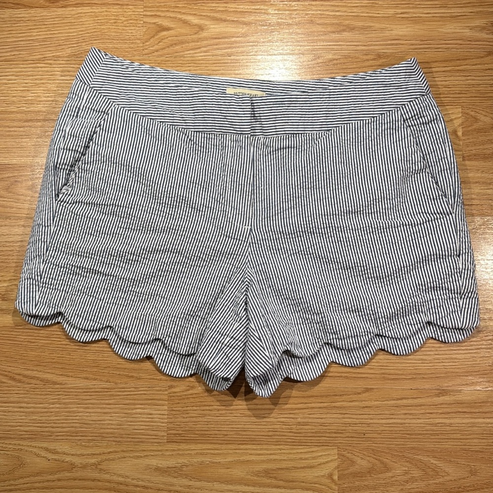 British Khaki Navy and White Striped Shorts